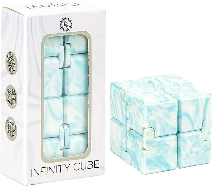 Infinity Cubes, Durable Stress Relieving Blue Fidget Toy, Stress and Anxiety Relief Fidget Cube, Relaxing Hand-Held Fidget Toys for Adults and Kids