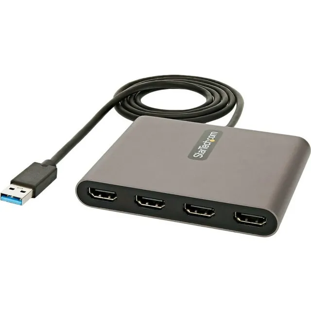 StarTech.com USB 3.0 to Dual HDMI Adapter - 1x 4K 30Hz & 1x 1080p - External Video & Graphics Card - Type-A to HDMI Dual Monitor Display Adapter - Supports Windows Only - Black (USB32HD2)