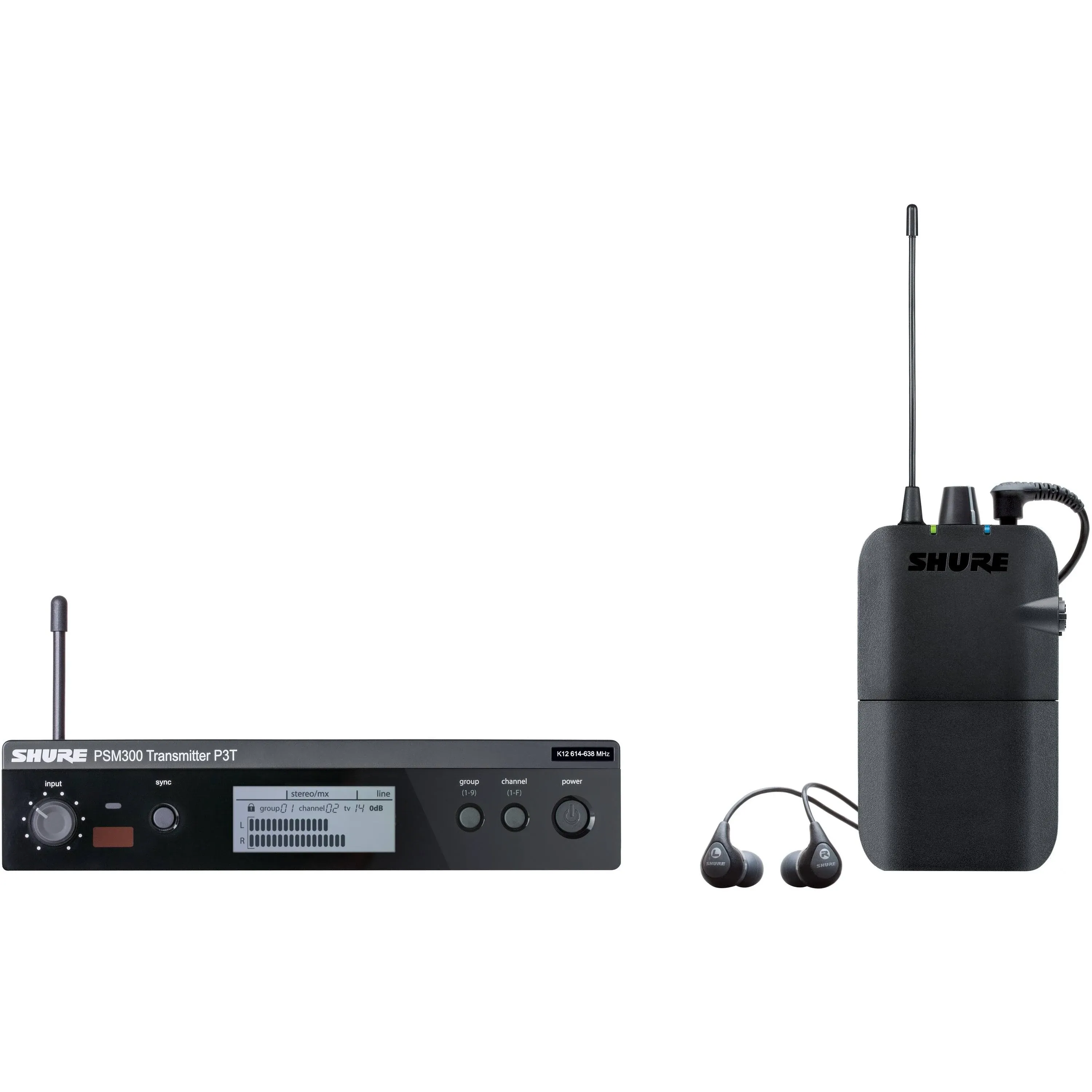 Shure PSM300 P3TR112GR Wireless In-Ear Personal Monitoring System with SE112 Earphones - G20 Band