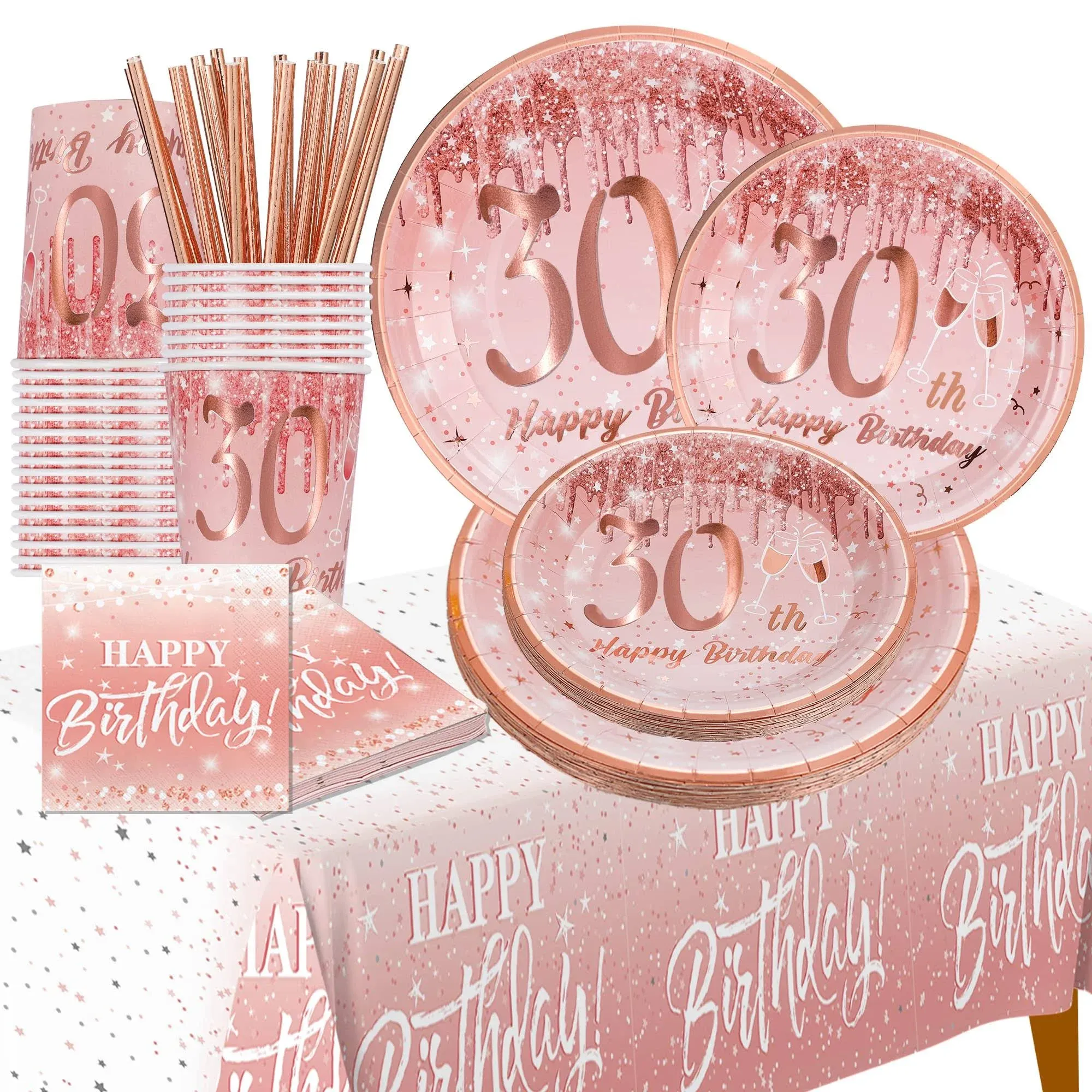 30th birthday decorations for women her - (Total 121pcs) rose gold Birthday 