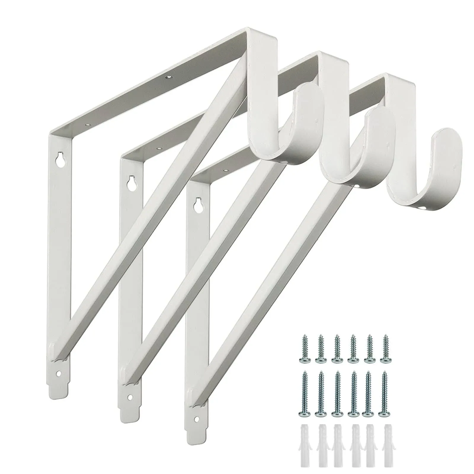 Heavy Duty Closet Shelf and Rod Brackets (White, 3 Pack)