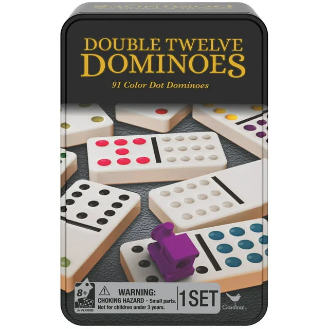 Spin Master Games Double Twelve Dominoes Set in Storage Tin, for Families and Kids Ages 8 and Up