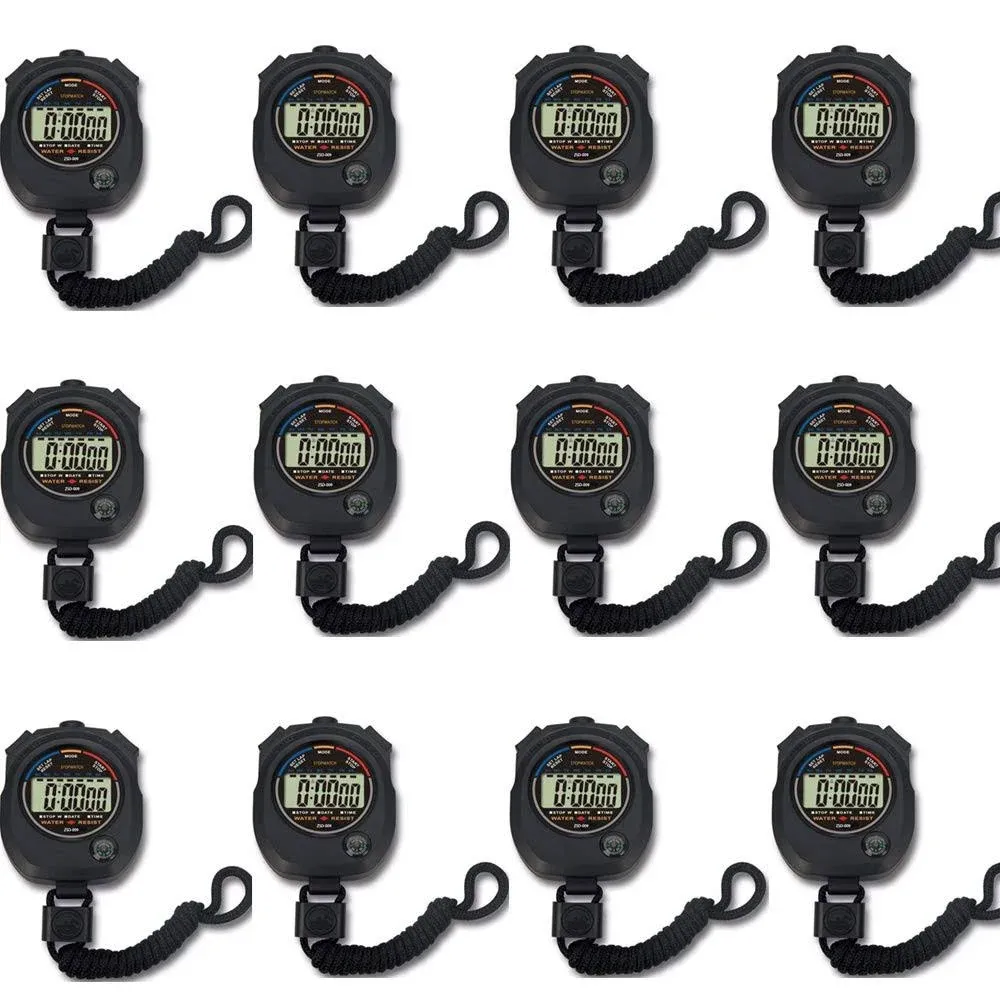 12 pack Multi-function Electronic Digital Sport Stopwatch Timer, Large Display with Date Time and Alarm Function,suitable for Sports Coaches Fitness Coaches and Referees