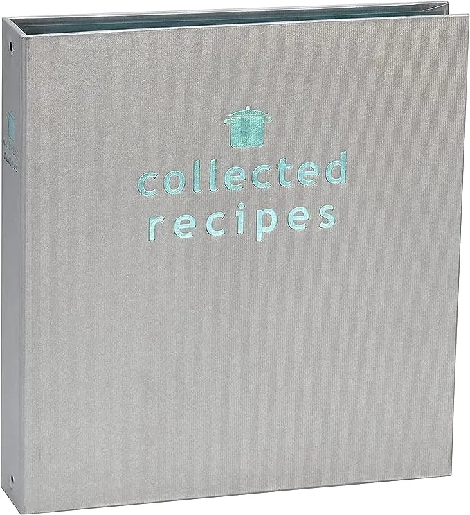 Meadowsweet Kitchens Recipe Binder with Dividers and Labels - Recipe Book Binder, for Recipe Cards, Full Size Recipes/Clippings, Recipe Organizer Book, Make Your Own Cookbook - Turquoise & Gray