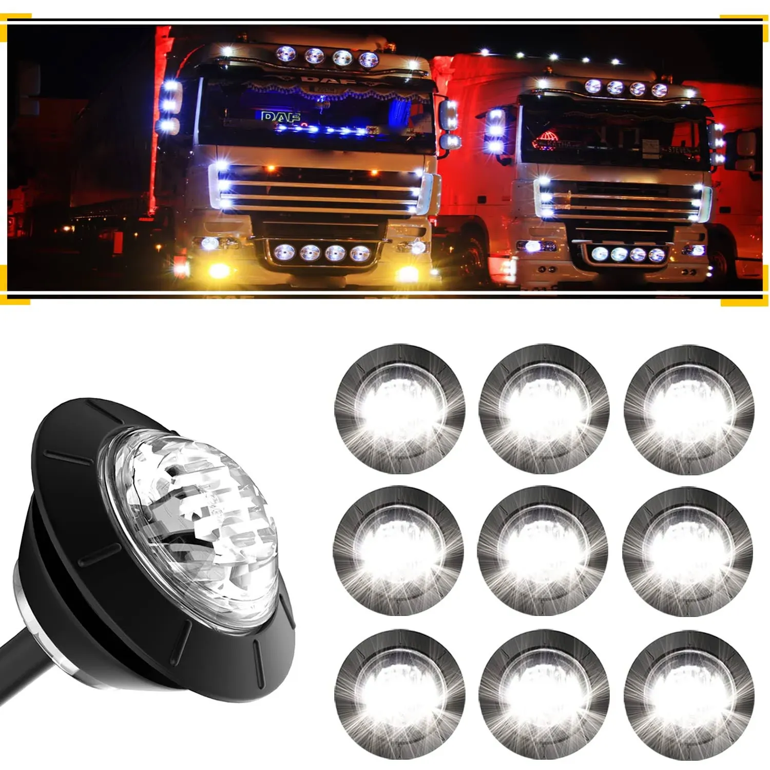 3/4&#039;&#039; Led Trailer Marker Clearance Lights White Round 12v Led Side Marker Front 