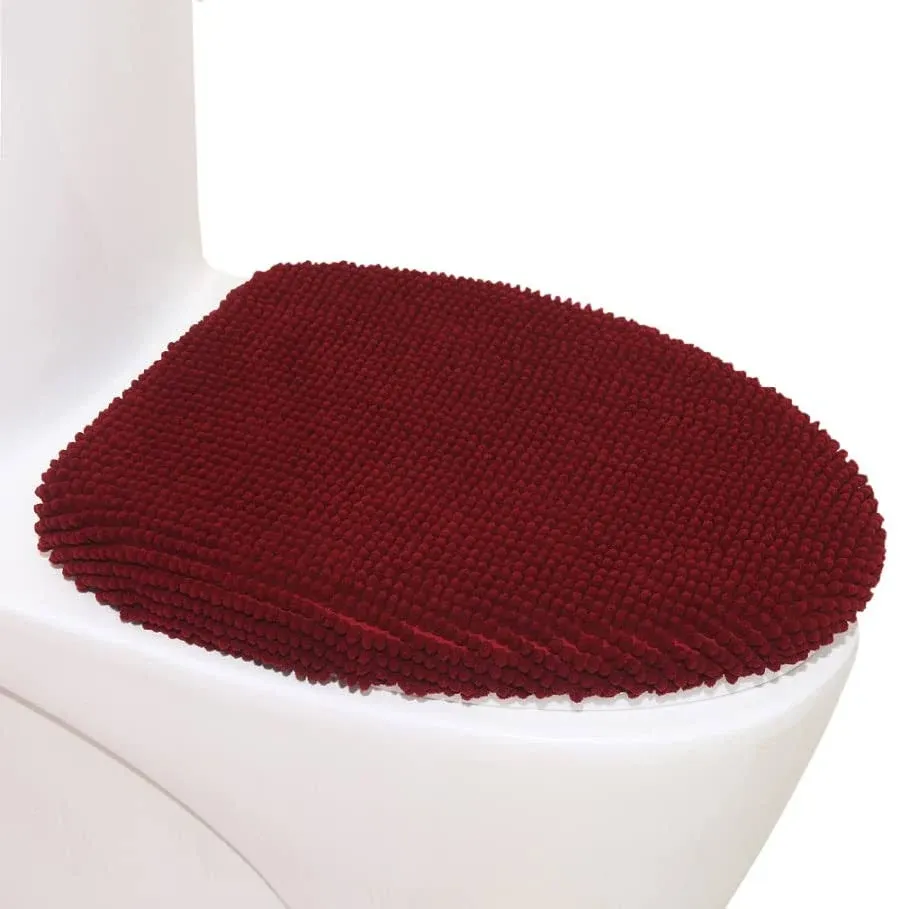 Madeals Chenille Toilet Lid Cover Shag Soft and Absorbent Comfortable Bathroom ...