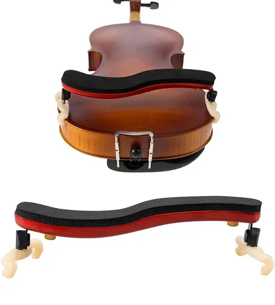 AMZZ Adjustable Maple Wood Violin Shoulder Rest, Comfortable Foam Pad with Height-Adjustable Feet, Fits 3/4 & 4/4 Violins for Kids and Adults (3/4 or 4/4 Violin Shoulder Rest)