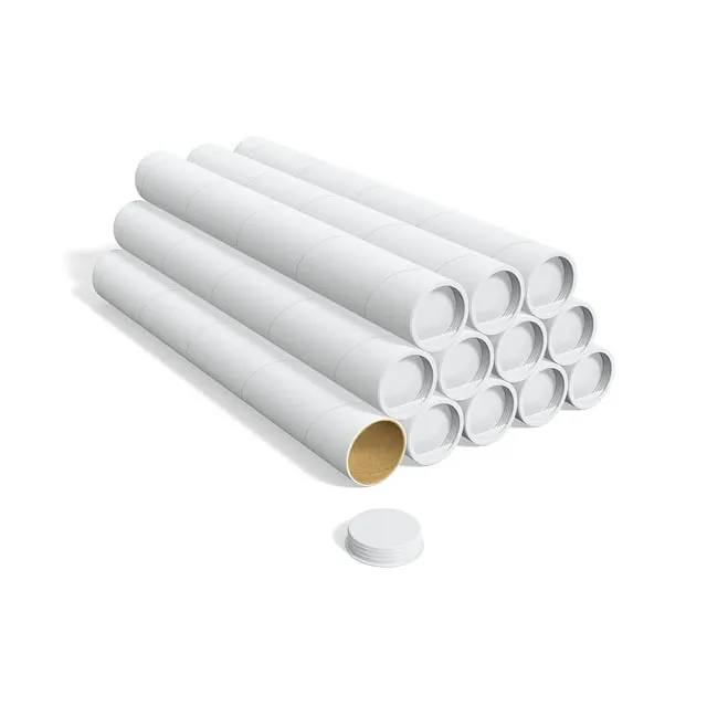 Coastwide Professional Mailing Tube with Caps, 24" Long, 3" Diameter, White, 12/Box