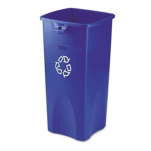 Rubbermaid Commercial Products Untouchable 23 Gal Vented Square Recycling Container Blue, for Offices/Mailrooms/Classrooms/Areas of High Waste Generation