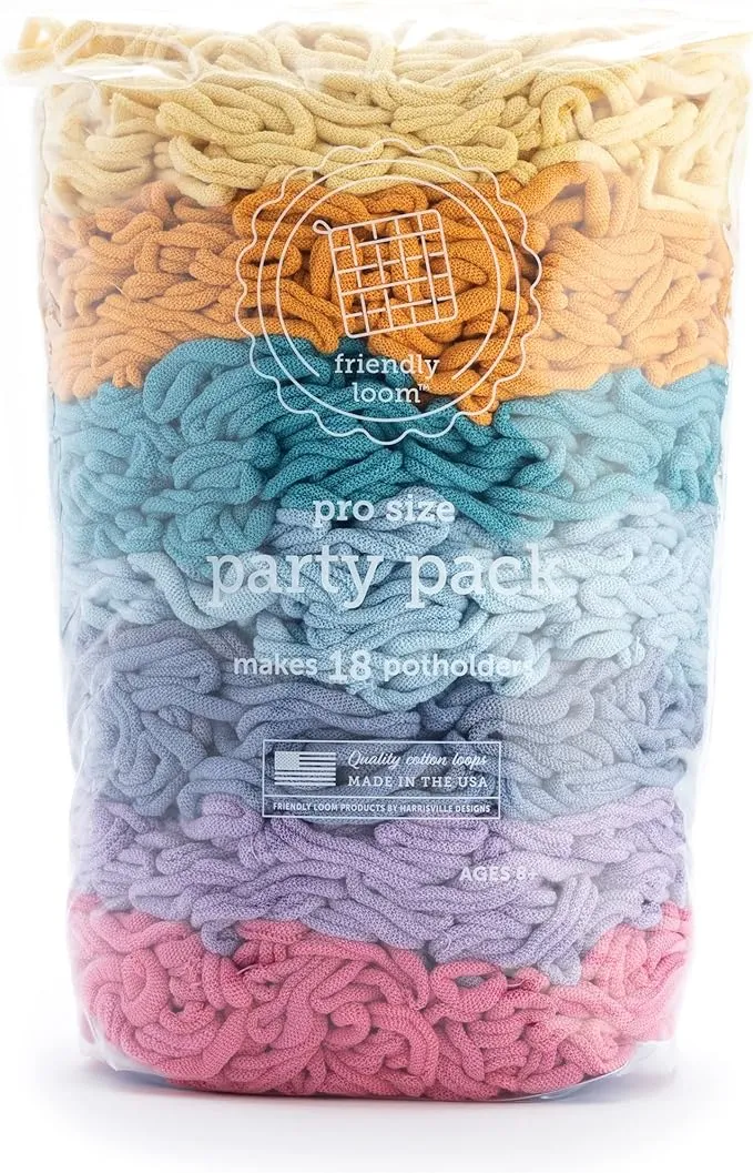 Friendly Loom Party Pack Botanicals Pro Size Cotton Loops Makes 18 (8" x 8 ...