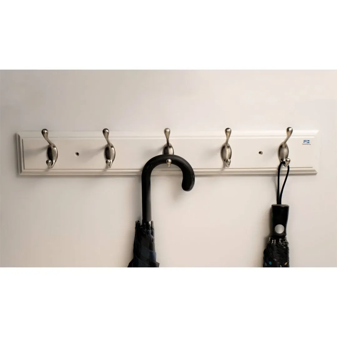 FantasHome 27" Bella Wall Mounted Heavy Duty Hook Rack with 5 Hooks - White ...