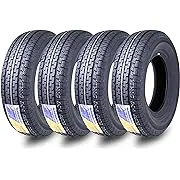 Free Country New Premium Trailer Tires ST225/75R15 Radial 10PR Load Range E w/Side Scuff Guard, Set 2, White