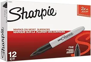 Sharpie 33001 Super Permanent Markers Fine Point Black Dozen