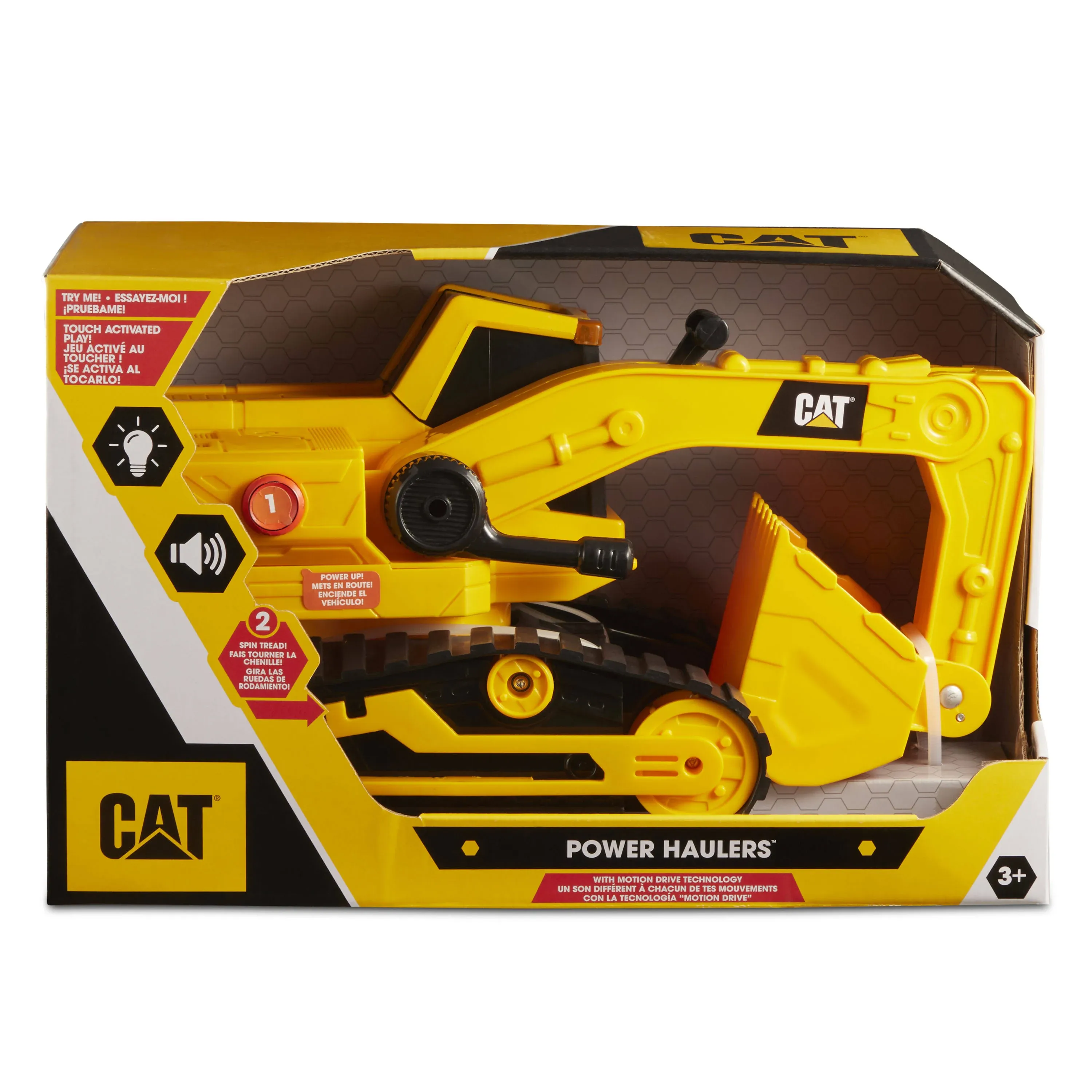 CAT Construction Toys, 11.5" Power Haulers Excavator, Realistic Lights & Sounds, Motion Drive Technology, Working Features, and Interactive Play for Ages 3+