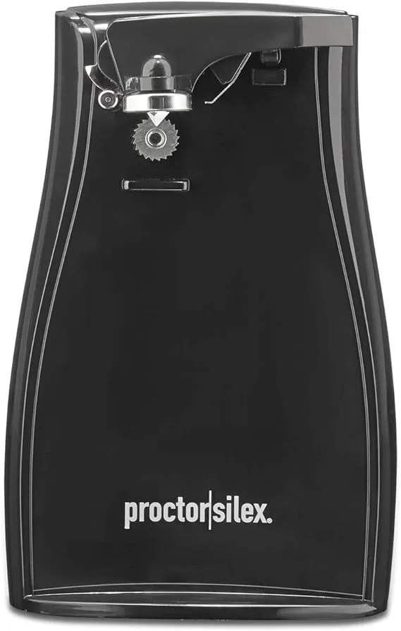 Proctor Silex Power Electric Automatic Can Opener for Kitchen with Knife Sharpener, Twist-off Easy-Clean Lever, Cord Storage, Black (75217PS) 