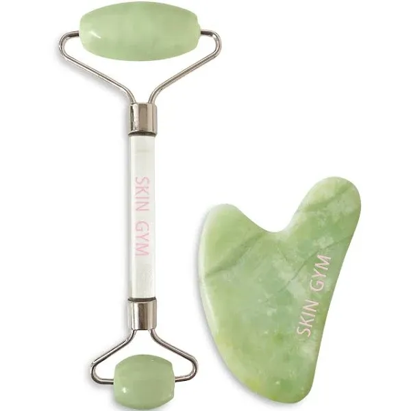 Skin Gym Facial Roller and Gua Sha Workout Set for Wrinkles and Fine Lines Anti-Aging Face Lift Skin Care Beauty Tool