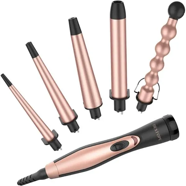 5 in 1 Curling Set, BESTOPE PRO Interchangeable Iron, 0.35-1.25 Inch Hair Wand ...