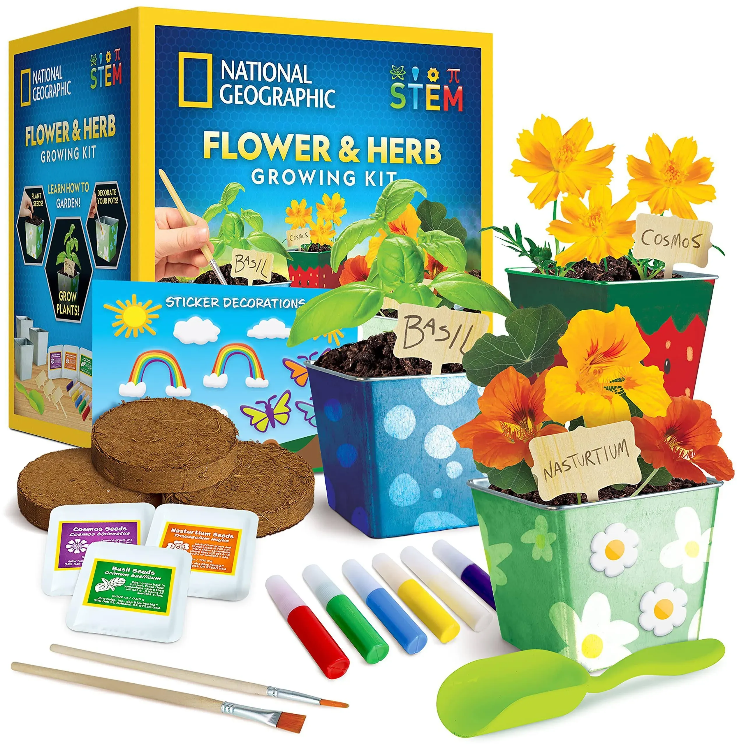 National Geographic Flower & Herb Gardening Kit for Kids - Kids Gardening Set ...