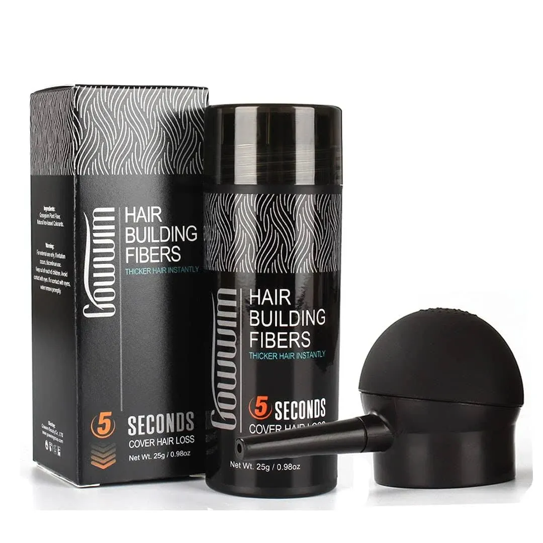 gowwim Hair Thickening Fibers Best 2-in-1 Kit Set,Keratin Hair Building Fibers & Spray Application Atomizador Pump Nozzle,Instantly Cover Sparse