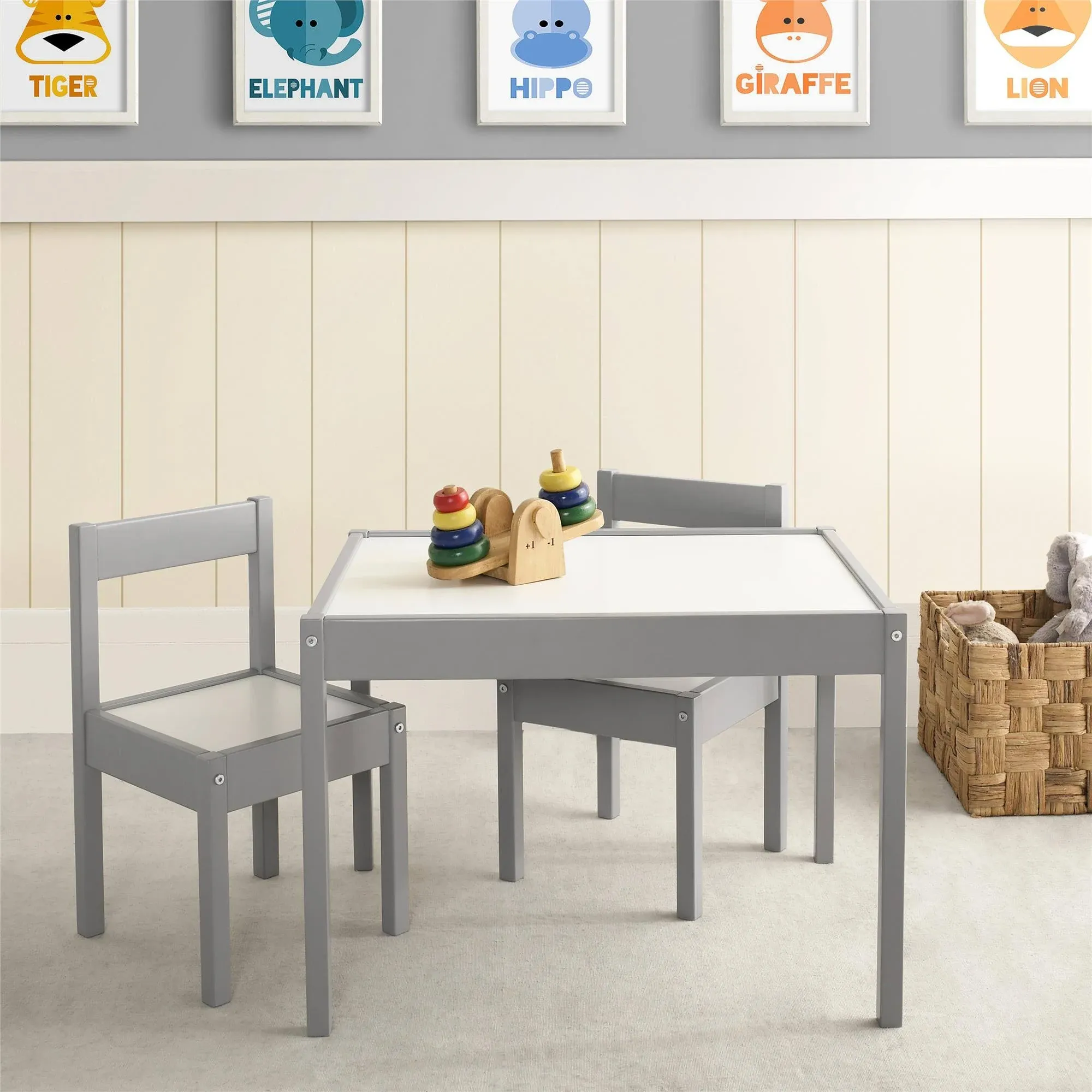 Baby Relax Hunter 3 Piece Kiddy Table and Chair Set, Gray