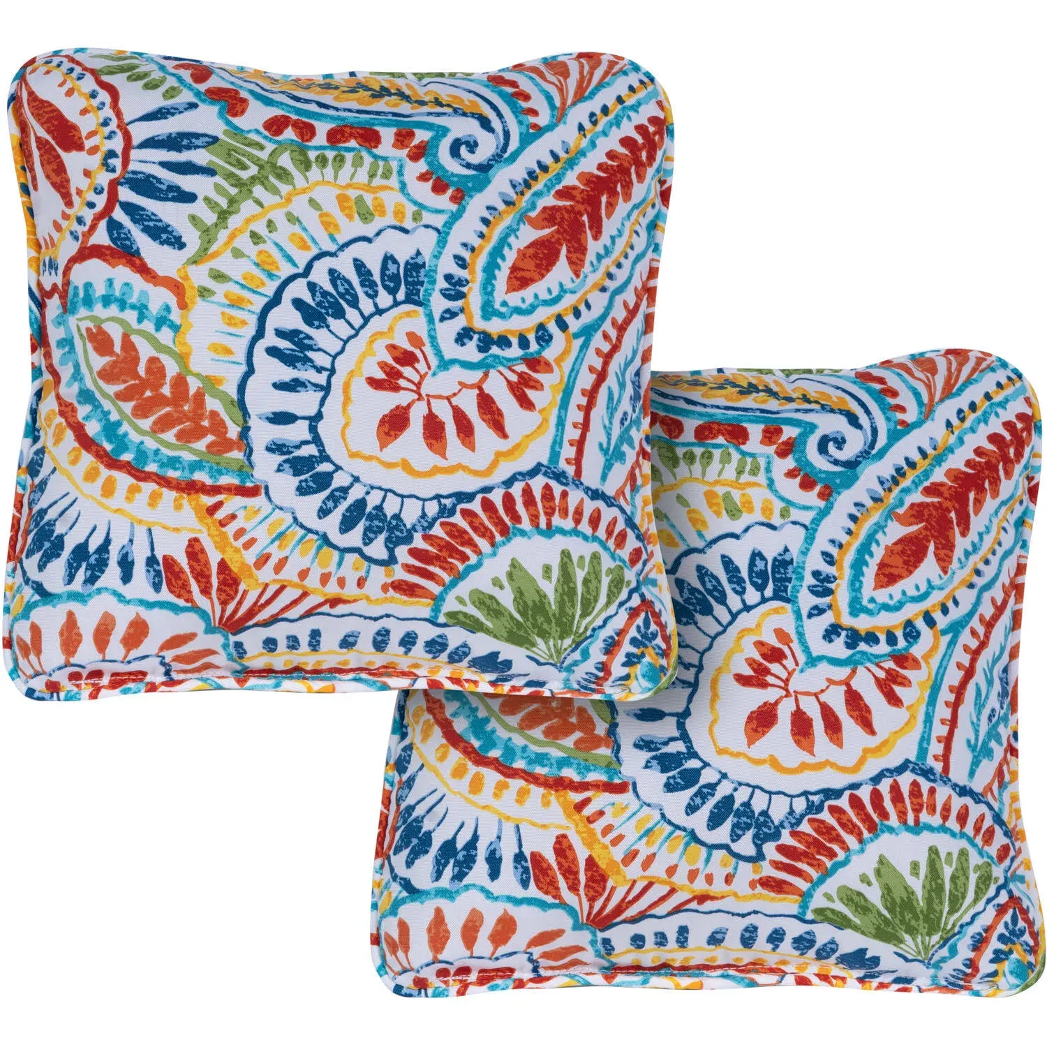 Hanover Paisley Indoor/Outdoor Throw, Decorative, Set of 2, 2 Pillows, Multi Color 2 Count