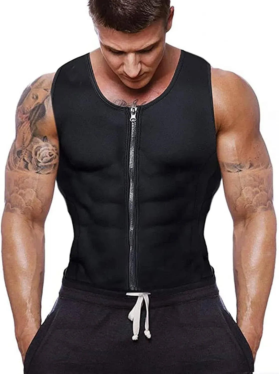 Gowhods Waist Trainer Sweat Vest for Men,Hot Neoprene Sauna Tank Top Vest with Z