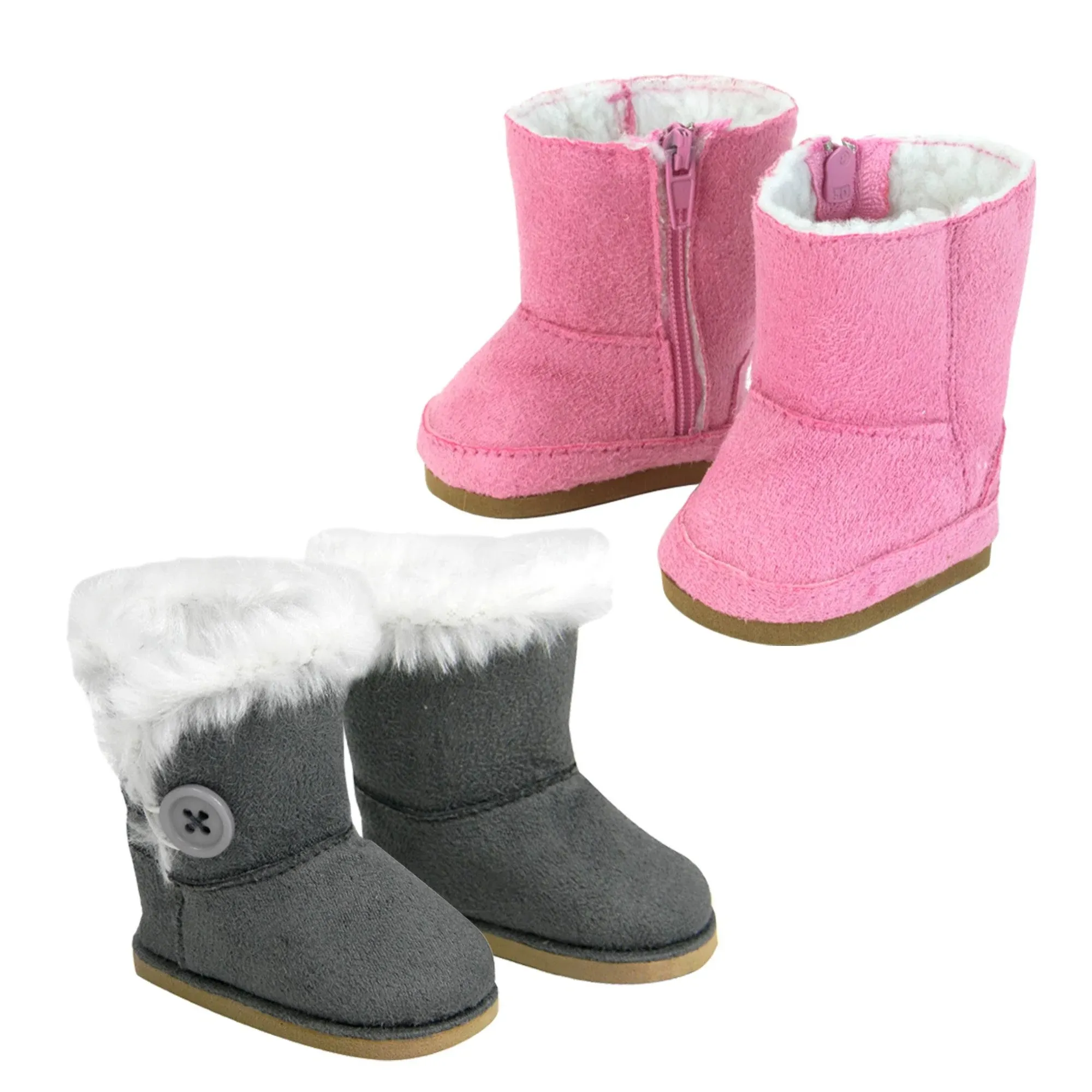 Sophia\'s 2-Pair, Winter Boots for 18" Dolls, Pink/Gray