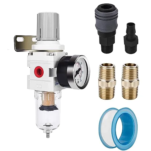 Nanpu NPT Compressed Air Filter Regulator Combo Piggyback 5 Micron Brass Element