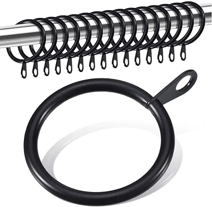 20 pcs Metal Curtain Rings with Eyelet, 1-1/4 inch Inner Diameter,Fits Up to 1 Inch Rod, Black