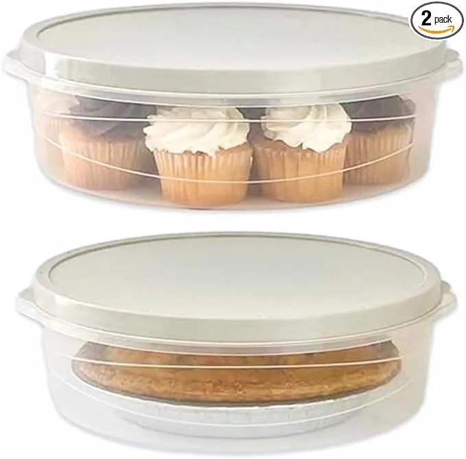 Evelots Pie Container, Keeper - 2 Pack or 4 Pack- Cake, Muffin, Cupcake, Tortilla, Pizza Storage Carrier - 10 Inch Airtight with Lid - Clear Plastic Food Storage - BPA Free Plastic - Easy Transport