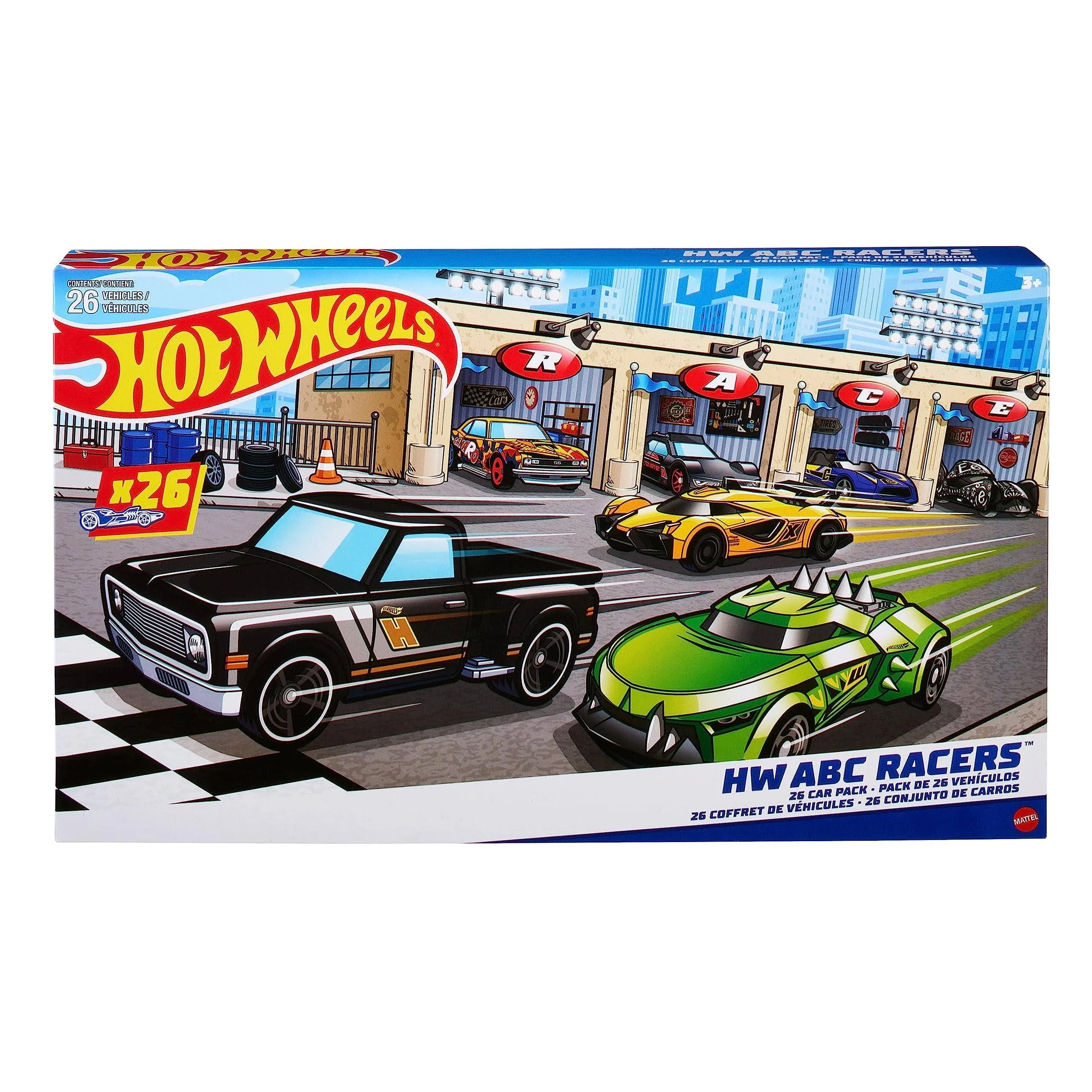 Hot Wheels ABC Racers 26 Cars Pack in 1:64 Scale with Letters of The Alphabet