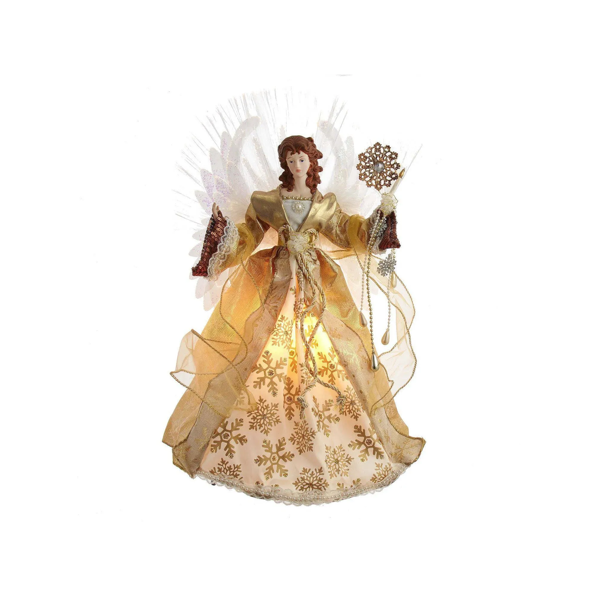 Kurt S. Adler 18-Inch Fiber Optic Gold Angel Treetop Tree Topper, Multi