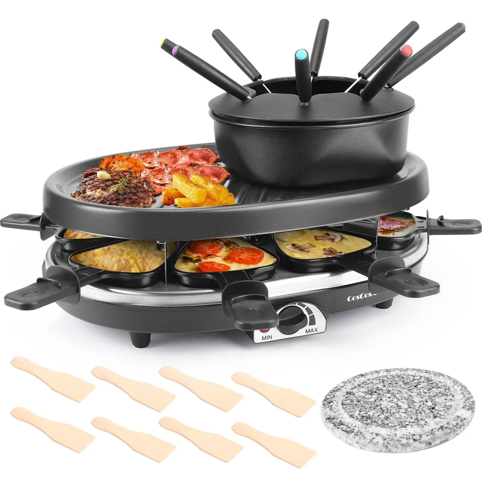 Fondue Pot Set Electric Fondue Pot Sets with BBQ Grill Portable Korean BBQ