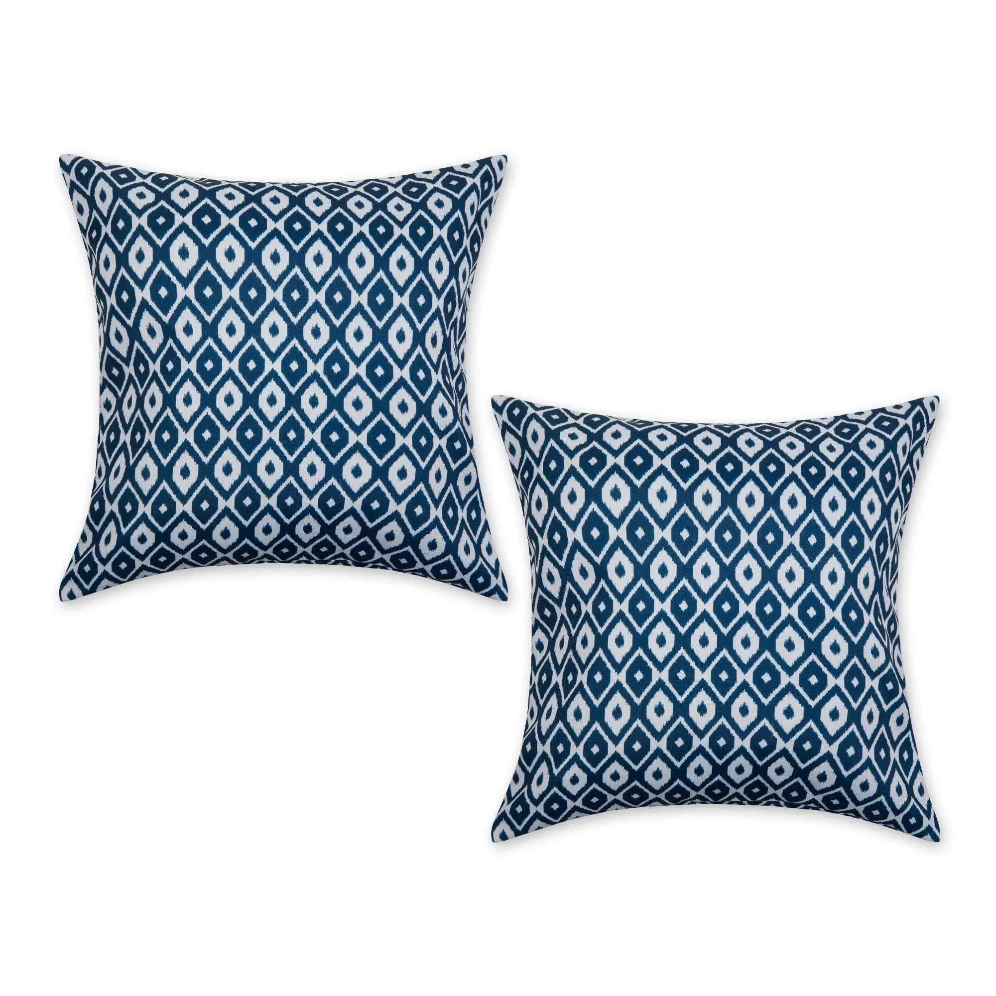 Blue Ikat Outdoor 100 Percent Polyester Pillow Cover 18x18 (Set of 2)