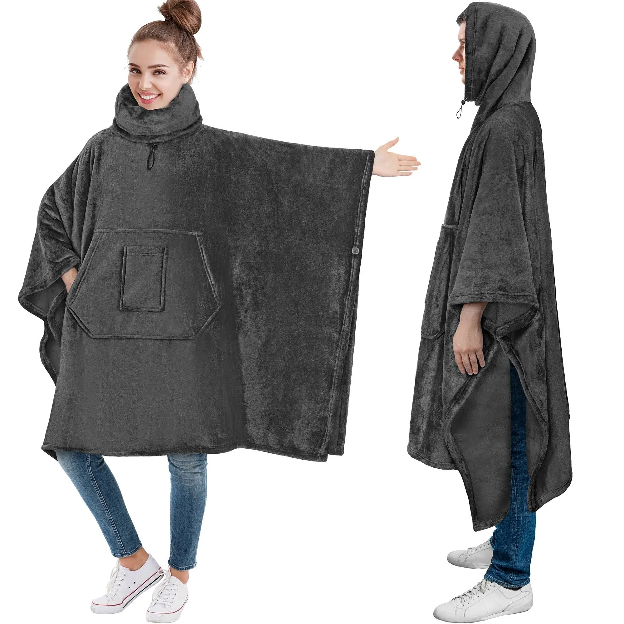 PAVILIA Wearable Blanket Poncho Women Men, Oversized Hoodie Sweatshirt Sweater ...