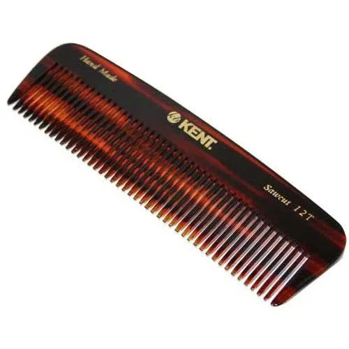 Kent 12T All Coarse Hair Detangling Comb Wide Teeth Pocket Comb for Thick Curly Wavy Hair. Hair Detangler Comb for Grooming Styling Hair, Beard and Mustache. Saw-Cut Hand Polished. Handmade in England