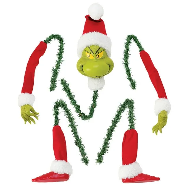 Department 56 Dr. Seuss The Grinch by Possible Dreams Decorate in a Cinch Tree Topper Set, 8 Inch, Multicolor