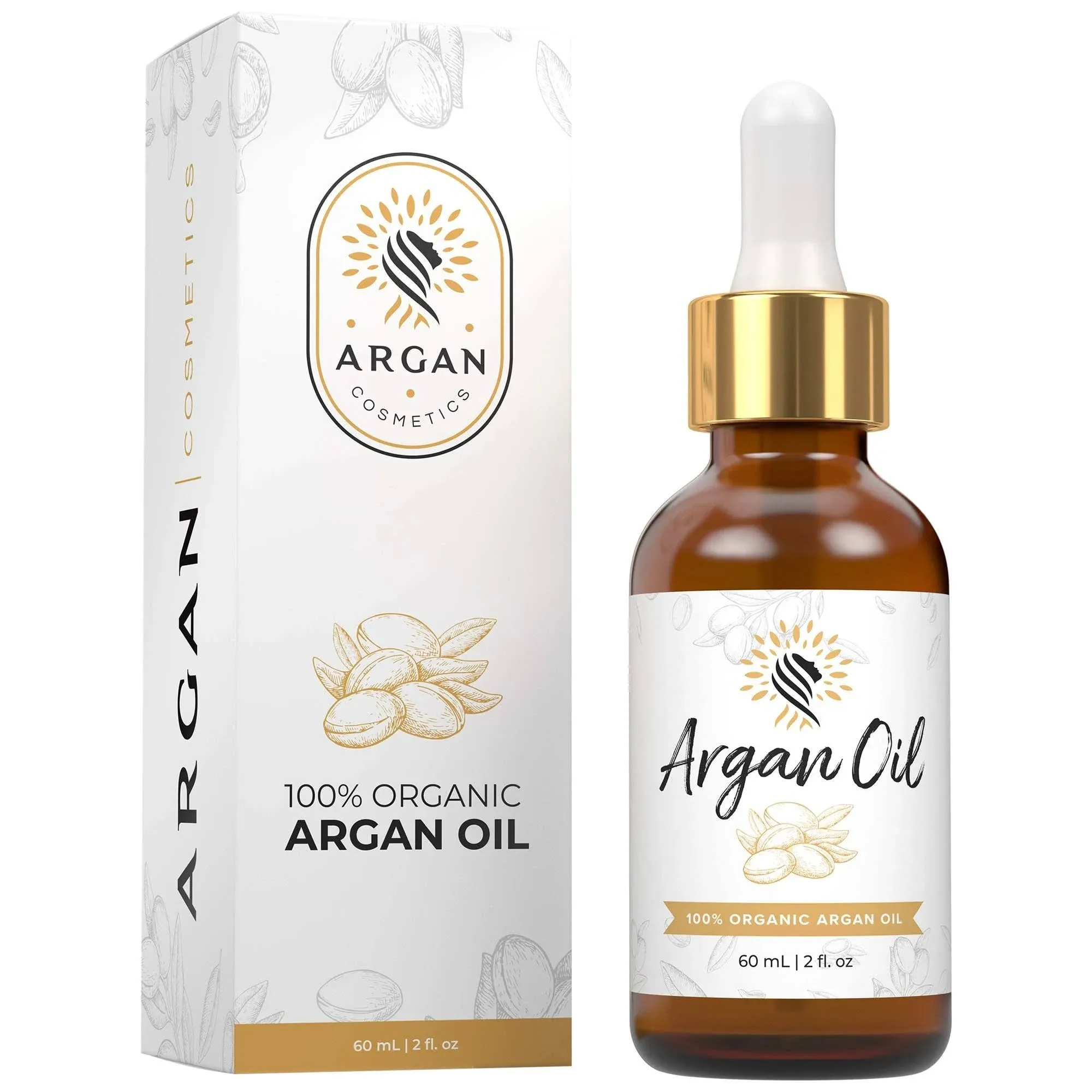 100% Pure Organic Moroccan Argan Oil for Hair, Skin, Nails, Cuticles, Face &amp; ...