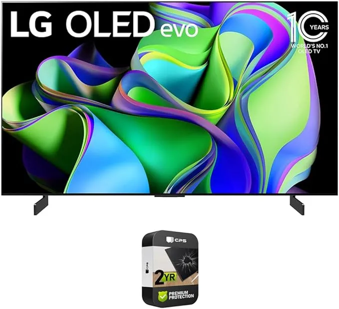 LG OLED65C3PUA OLED evo C3 65 Inch HDR 4K Smart OLED TV (2023) + Deco Gear 4K HDMI 2.0 Cable w/Pure Copper Conductors x2 & CPS Exclusive 26 Month Protection Pack Bundle (BEACH-CPS-262000)