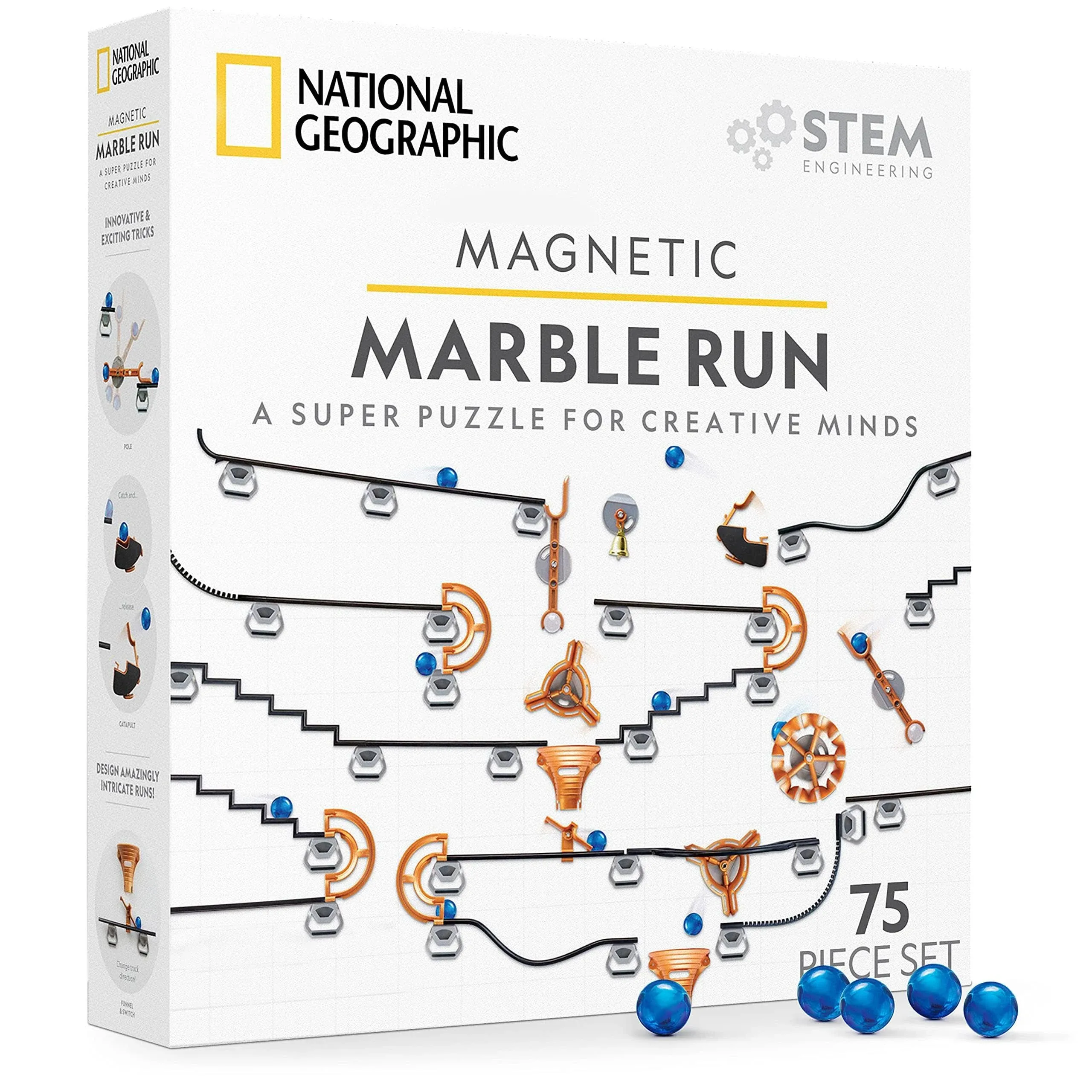 National Geographic Magnetic Marble Run - 75-Piece Stem Building Set for Kids ...