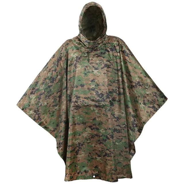 USGI Industries Militärischer Stil, vielseitig verwendbar, Ripstop, Camouflage, Regenponcho