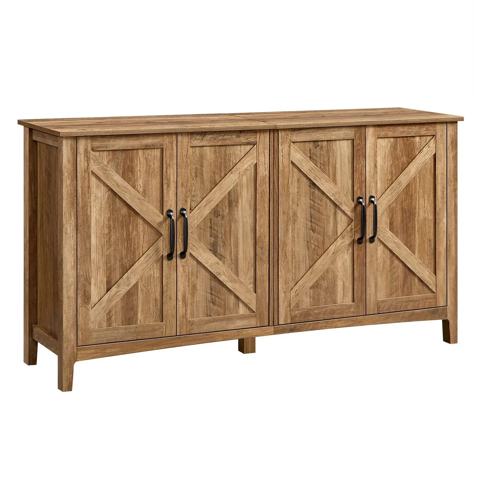 VASAGLE Buffet Cabinet Sideboard Storage Cabinet with Adjustable Shelves for Living Room Rustic Walnut