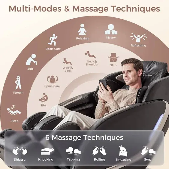 SL Track Massage Chair, Zero Gravity Massage Chairs Full Body with APP, Waist and Calf Heat, Thai Stretch, Body Scan, Shortcut Key, Bluetooth, Shiatsu Massage Recliner (Black)