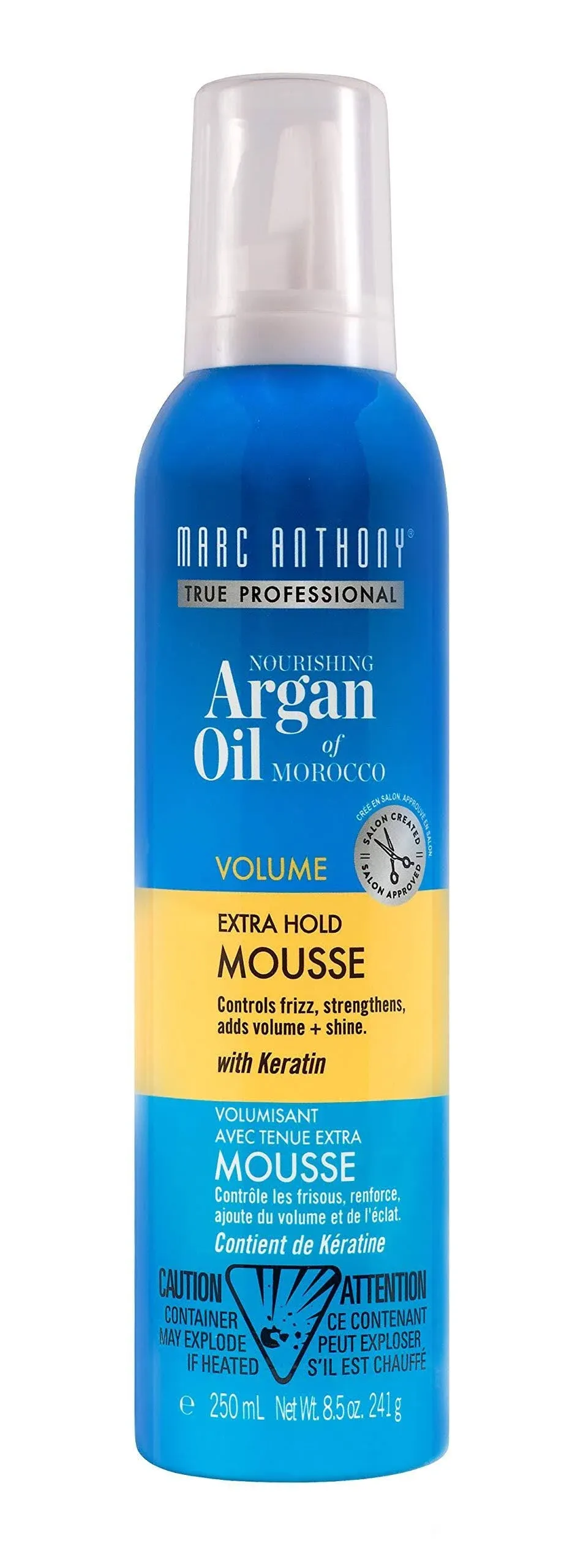 Marc Anthony Volumizing Hair Mousse, Extra Hold - Hair Styling Mousse Controls Frizz, Strengthens, Adds Volume & Shine - Nourishing Argan Oil of Morocco with Keratin - Lightweight for All Hair Types