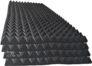 4PACK 48 "X 24 "X 2" Black Acoustic Panels Studio Soundproofing e Tiles,