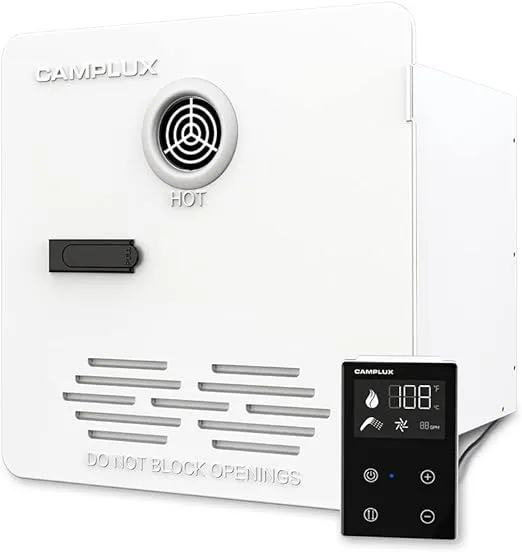 CAMPLUX RV Tankless Water Heater with White Door and Remote Controller, RV Tankless Hot Water Heaters 65,000 BTU, Max 3.9 GPM On Demand, Ideal for RVers' Everyday Use