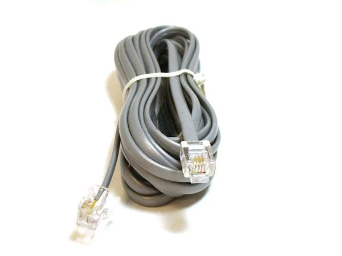 14FT RJ11 6P4C STRAIGHT 4 Conductor Flat Silver Phone Line Cable Cord for Data 