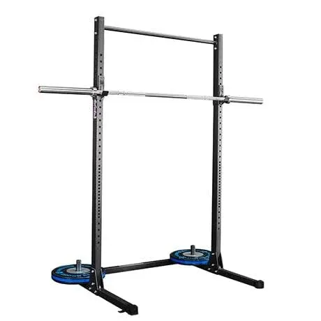 Fringe Sport Garage Series Squat Rack with Pull Up Bar - Compact 4'x4' Power Rack for Home Gym, Versatile Squat Cage for Powerlifting and Strength Training, 750lb Squat Rack Weight Capacity