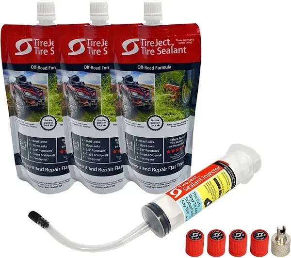 Lawn Mower Off-Road Tire Sealant - Flat Tire Protection Kit with Sealant Injecto