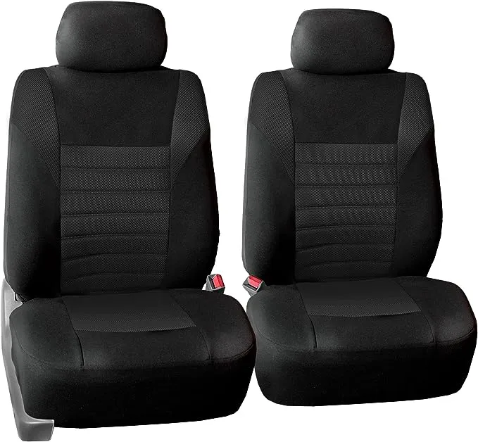 FH Group Car Seat Covers Front Set Premium 3D Air Mesh - Low Back Car Seats with Removable Headrest,Universal Fit,Automotive Seat Cover,Airbag Compatible Car Seat Cover for SUV,Sedan,Van Black